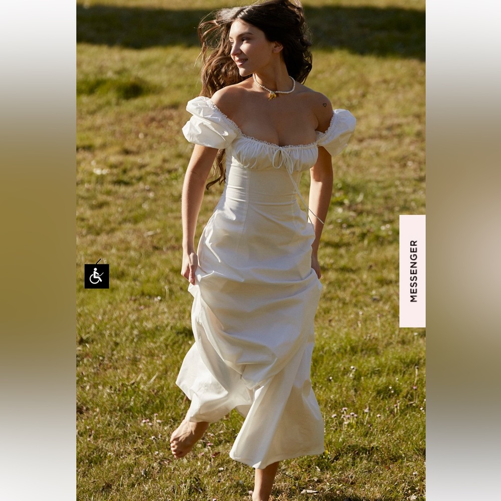 House of CB White Off Shoulder Ruched Maxi Dress Bridal XS